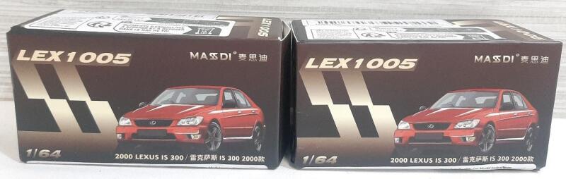 2 New Masdi 1/64 2000 Lexus IS 300 Model Cars