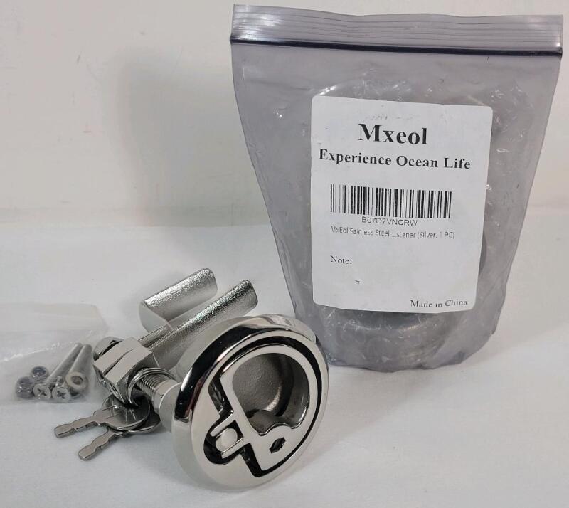Two (2) New MxEol Marine / Boat Stainless Steel 316 Floor Lock Flush Pull Hatch Latch w/Key .