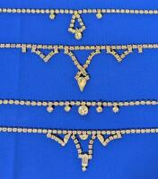 4 Vintage Rhinestone Line Necklaces, Includes Signed CONTINENTAL, 15" - 16" long