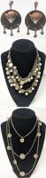 2 Vintage Coin-Themed Necklaces (52" + Signed DAFRI 16") & Pair of Funky Fish Chinese-Style Coin Earrings
