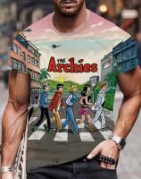 New Size L The Archies Men's 3D Graphic T-Shirt Retro Style Casual Crew Neck S/S Street Scene Design Colourful Illustration Street Art Stretchable Fabric<br/>100% Polyester Machine Wash<br/>Stock photos added