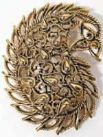 Large Intricate Vintage Filigree Brooch , 1.75" &times; 2.2"