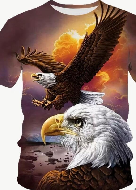 New Size XL Beautiful Eagle Print Sunset Polyester S/S Crew Neck T-Shirt <br/>Stock photos added