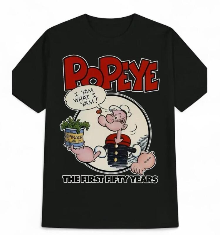 New Size XL Men's Popeye &lsquo;&rsquo;The First 50 Years &lsquo;&rsquo; Casual Round-Neck T-Shirt Print Design S/S 100% Polyester