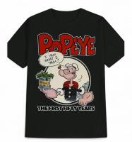 New Size XL Men's Popeye &lsquo;&rsquo;The First 50 Years &lsquo;&rsquo; Casual Round-Neck T-Shirt Print Design S/S 100% Polyester