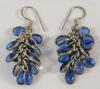 925 Silver Periwinkle Blue Glass Cluster Earring Set . Marked 925 on Hook - 2