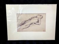 As-New Vintage Reproduction EDGAR DEGAS (2834-1917) "Femme nue allong&eacute;e sur le dos" Matted Print 15.5" &times; 12.75" (Including May)