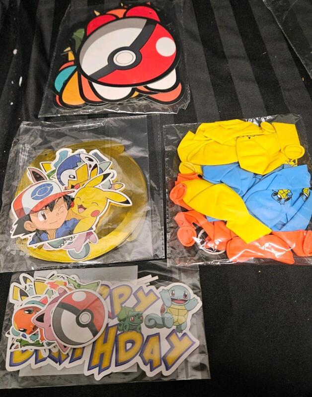 New Pok&eacute;mon party set. Sign, stickers, balloons