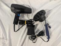 Sunbeam Curling iron and Convair Hairdryer with attachments. Curling iron measure 10" Long