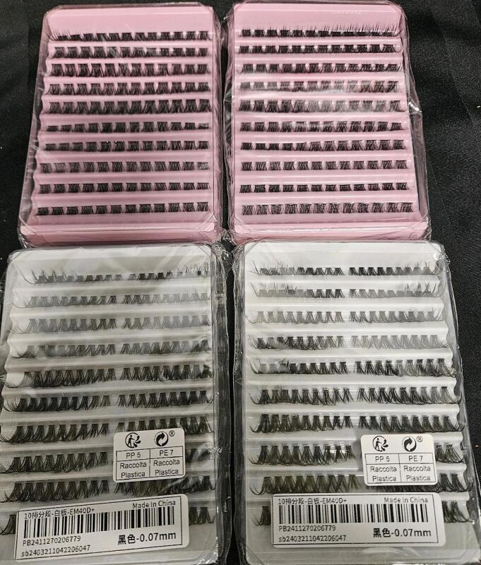 4 New artifical eyelash sets 2x0.07mm