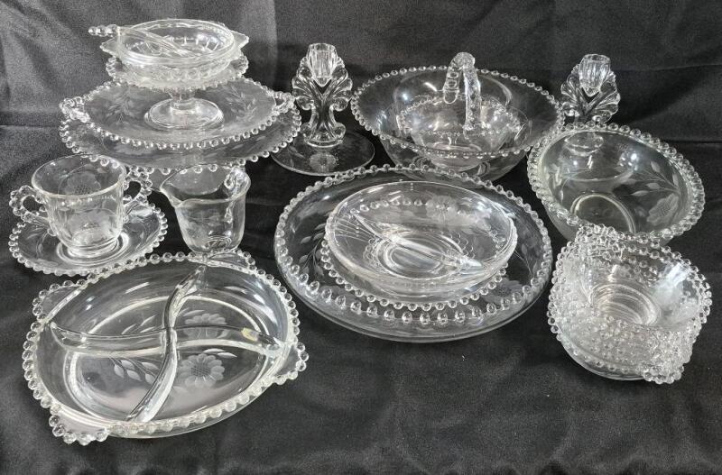 23 Vintage Cornflower Glass Serving Dishes