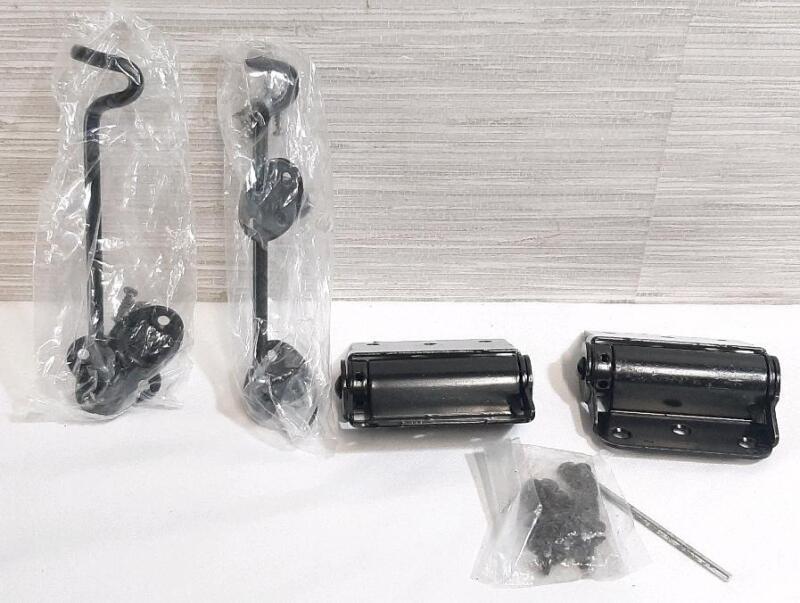 Lot of Barn Door Locks & Metal Spring Door Hinges, with Installation Pieces