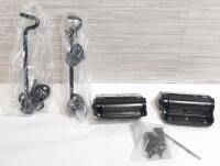 Lot of Barn Door Locks & Metal Spring Door Hinges, with Installation Pieces