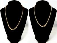 2 Vintage Champagne Pearl Necklaces, 1 Marked Made in Japan, 16" - 17" Long