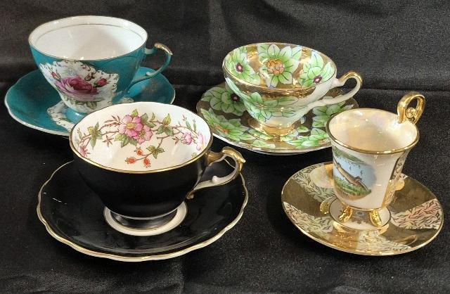 4 Vintage Cups & Saucers Adderley, Japan, & Bavaria