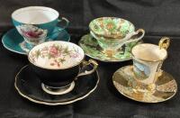 4 Vintage Cups & Saucers Adderley, Japan, & Bavaria