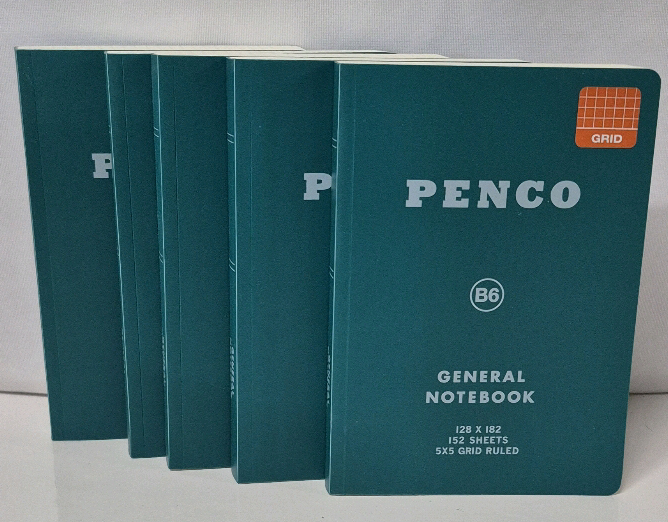 5 New Penco Soft General Notebooks B6 Grid Ruled 5x7" 152 Sheets Retail Value $110