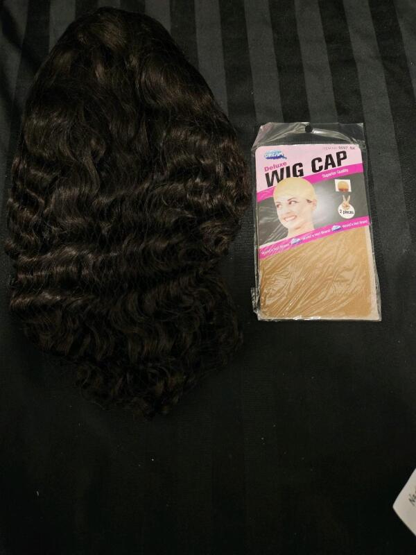 3 new items, 2 wig caps and synthetic brown wig