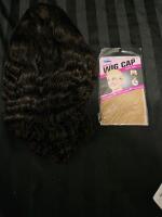 3 new items, 2 wig caps and synthetic brown wig