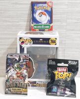 Lot of Collectable Items, Including a Marvel Eternals Phastos Funko Pop Vinyl Figure, Bitty Pop Mystery Nightmare Before Christmas Mini Figure, Yu-Gi-Oh TCG Italian Card Pack & Pokemon TCG 6 Pack