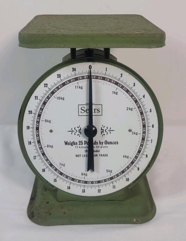 Vintage Sears Roebuck & Co. Model 1906 Kitchen Scale , 25lb (11kg) . Tested Working