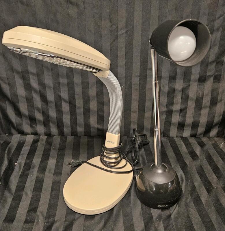 2 lamps. Verilux Natural Spectrum Desk Lamp and Ottlite black desk lamp with expandable neck 19"