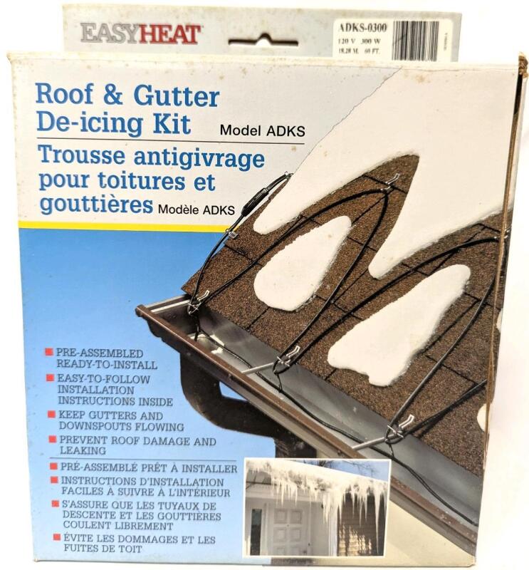 As-New EASY HEAT Roof & Gutter De-Icing Kit, Model ADKS-0300, 120V 300W, 18.28M / 60ft