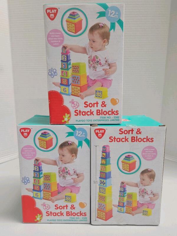 3 New sealed Play Sort and Stack blocks Sets