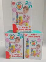 3 New sealed Play Sort and Stack blocks Sets