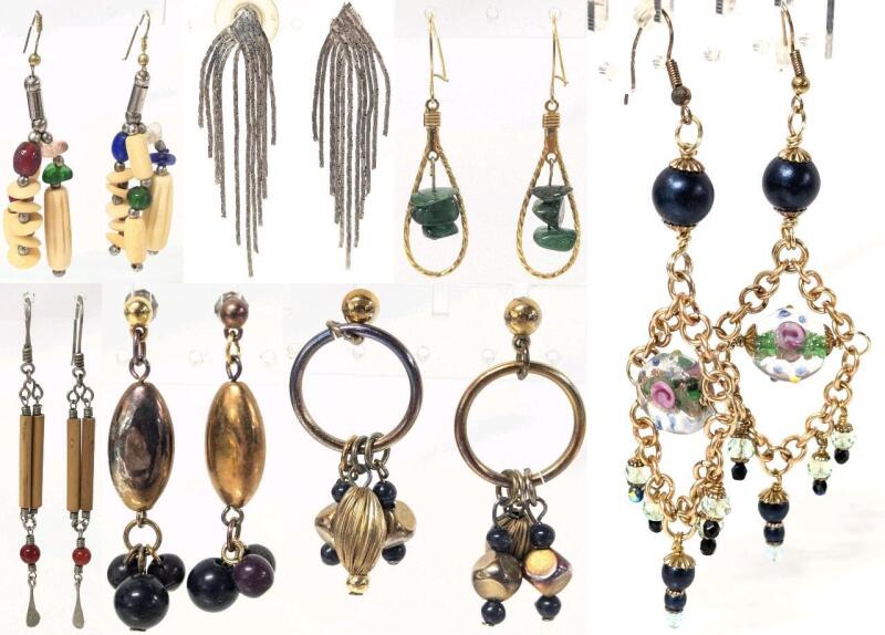 7 Vintage Pairs Dangly & Fancy Earrings for Pierced Ears, 1.75" - 3" Long