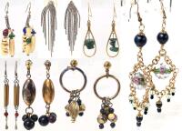 7 Vintage Pairs Dangly & Fancy Earrings for Pierced Ears, 1.75" - 3" Long