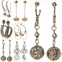 7 Vintage Pairs Funky & Fancy Metal Dangly Earrings for Pierced Ears Up to 2.75" Long