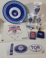 Toronto Blue Jays MLB Baseball Sports Memorabilia Lot . 1988 Souvenir Cups , 1991 Team Photo , Serving Tray , 1990s Stamped Signed Baseball plus more