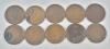 1893 - 1905 USA Indian Head One Cent Pennies . 1893 , 1895 , 1897 , 1898 , 1900 , 1901 , 1902 , 1903 , 1904 & 1905 . Ten (10) Coins