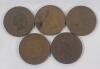 1893 - 1905 USA Indian Head One Cent Pennies . 1893 , 1895 , 1897 , 1898 , 1900 , 1901 , 1902 , 1903 , 1904 & 1905 . Ten (10) Coins - 2