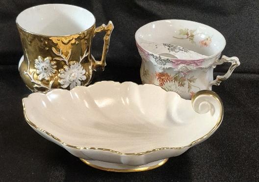 Vintage Mustache Cup & Carlton Ware Dish +