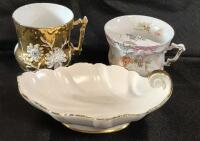 Vintage Mustache Cup & Carlton Ware Dish +