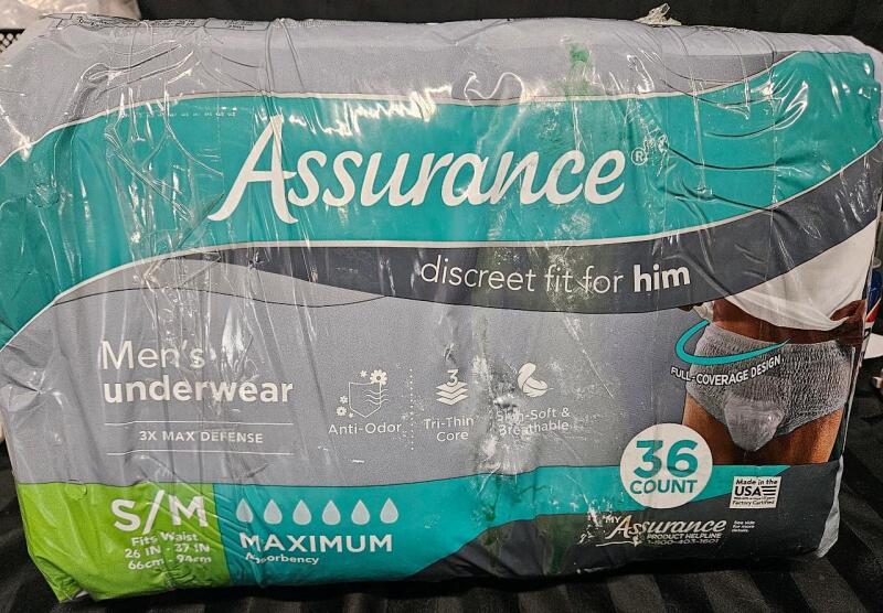 2 new assurance mens underwear size s/m