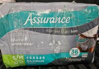 2 new assurance mens underwear size s/m