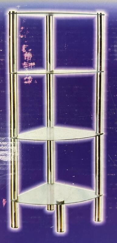 New Novel Four-Tier Corner Tempered Glass Stand, NOV-B0175-4; Measures 30x30x105cm
