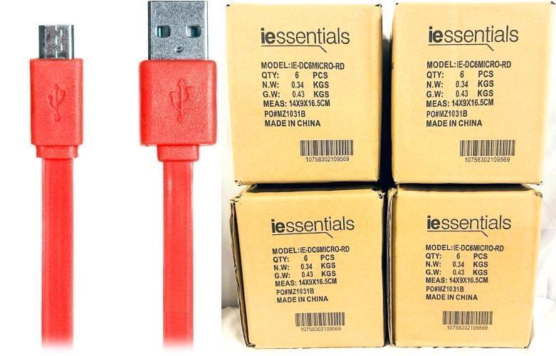 24 New iEssentials 6ft Micro-USB Flat Cables - Retails for $167.76 USD
