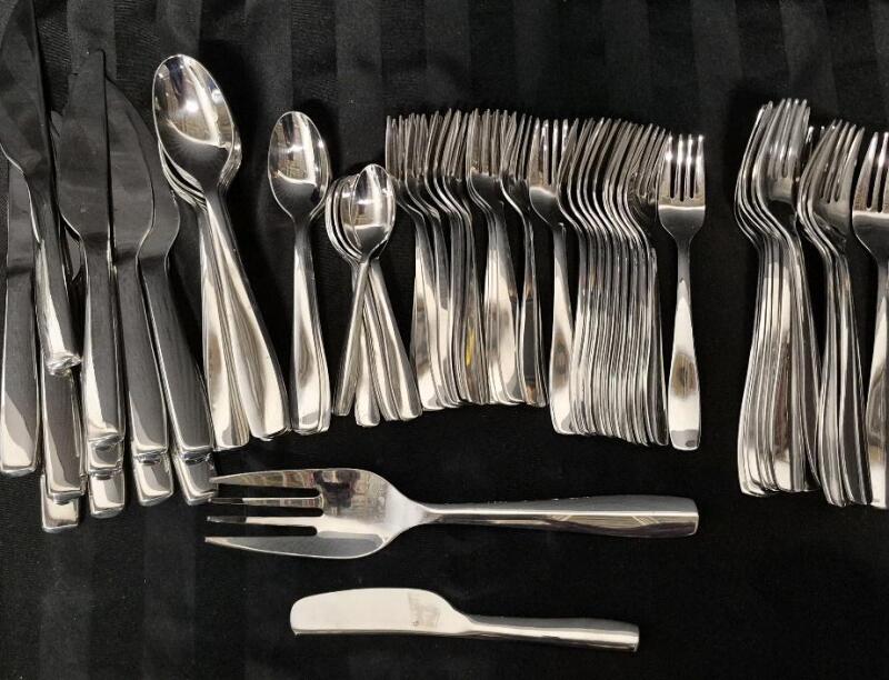 64 Pieces Gourmet Settings Modern Flatware - Knives, Forks & Spoons