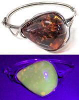 Gorgeous Large Teardrop Chunky Baltic Amber Presumed Sterling Silver Bracelet with Safety Latch, 2.25" &times; 2"