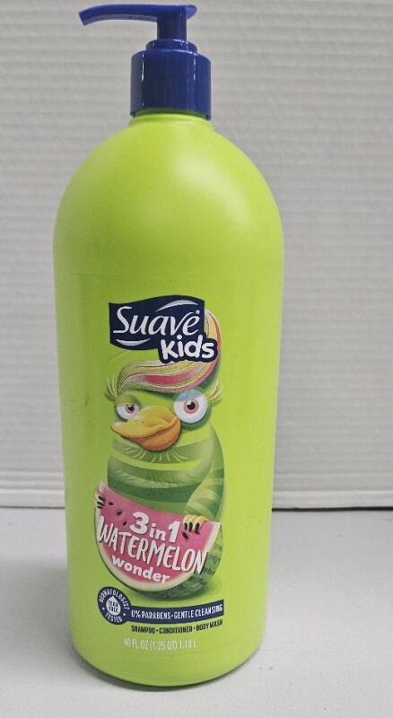 Suave kids 3 in 1 watermelon wonder shampoo/conditioner/body wash 40 FL OZ 1.18L