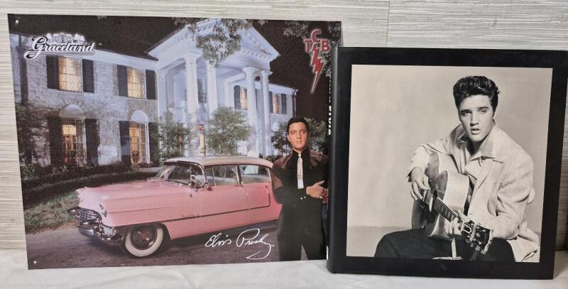 ELVIS PRESLEY Hardcover Book & Metal Sign 15 x 12"