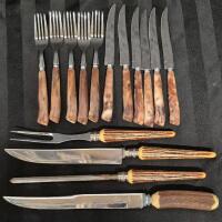 Vintage Crown Sheffield Carving Knife Set & Japan Fork & Knife Set