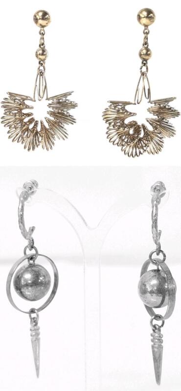 2 Pairs Vintage Punky & Funky Earrings for Pierced Ears, Up to 2.75" Long