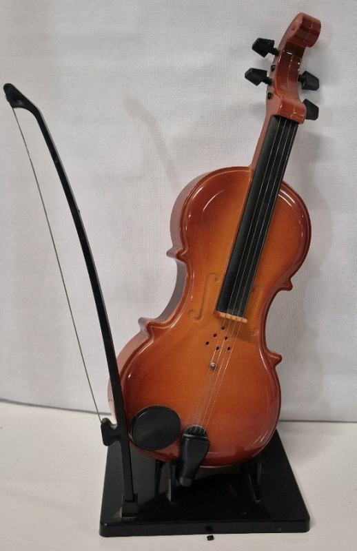 Small Electronic Musical Violin Playing Instrument Toy With Sound and Stand 13" Tall