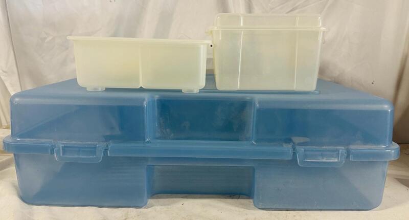 3 Large Plastic Storage Bins - See Description for Dimensions