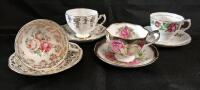 4 Vintage Teacups & Saucers Royal Albert, Queen Anne, Colclough +